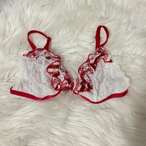 Victoria's Secret Red and White Lace Bralette